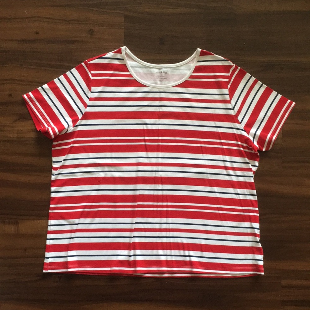 NWOT White Stag Sz 3X Red White Blue Stripe Shirt Short Sleeve Summer Tee July